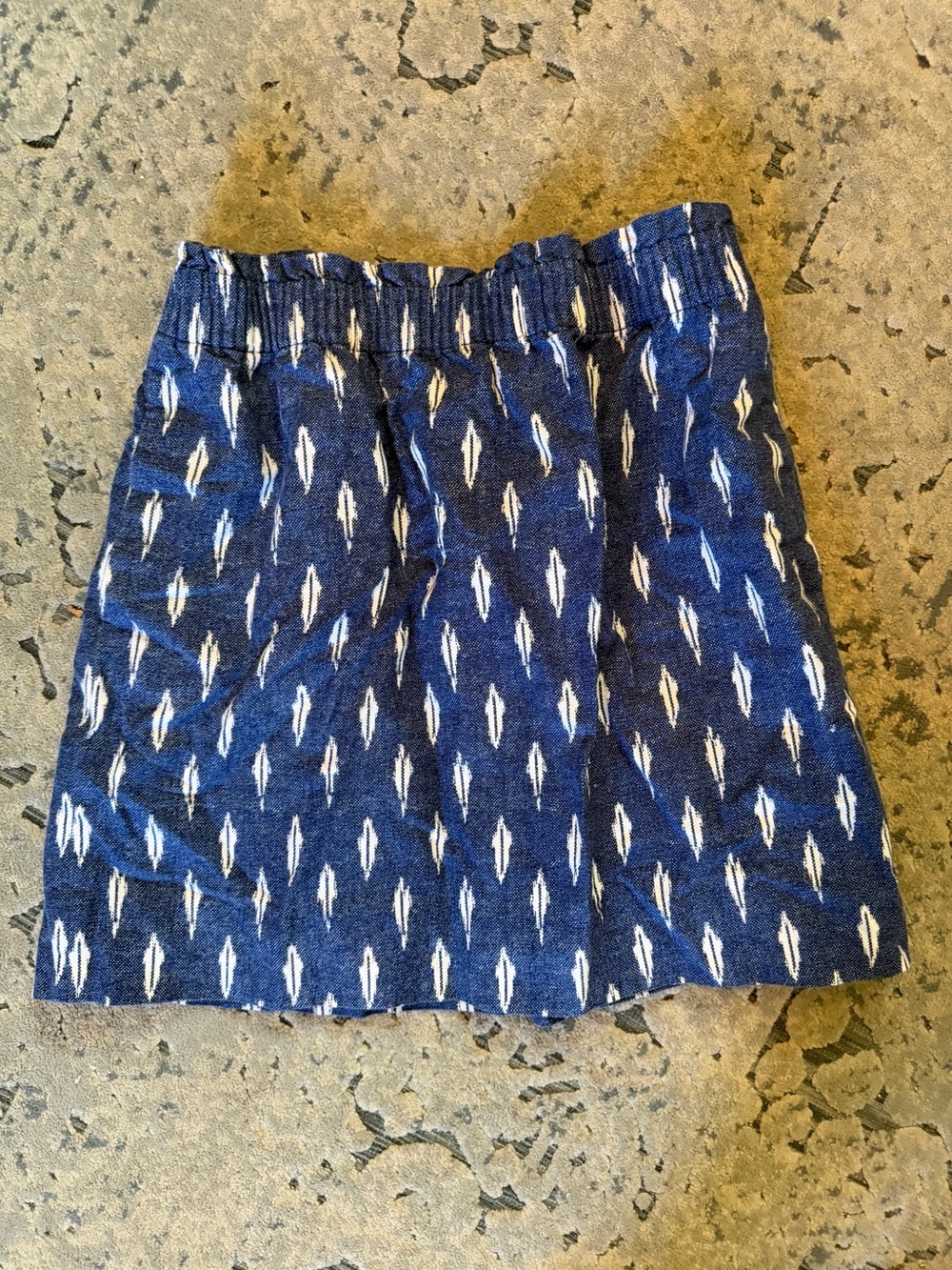 J. Crew Navy Blue Mini Skirt with White Ikat Print